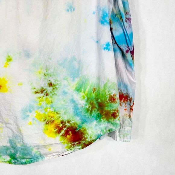 Cato Size Large Top The Drama Tie Dye Handmade Button Down Pink Green Cotton 954 - Picture 6 of 12